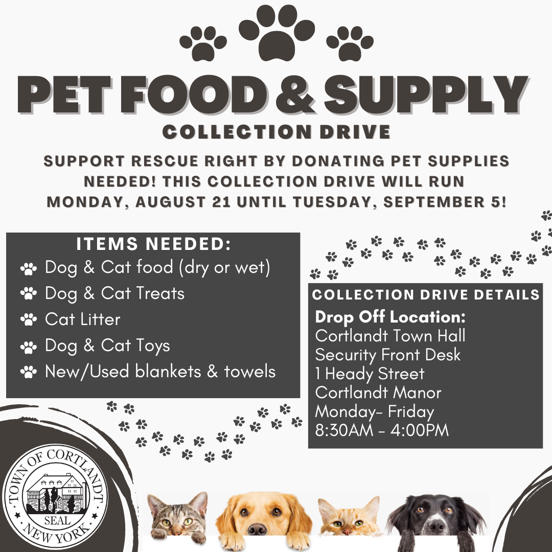 Pet Food and Supply Collection Drive Town of Cortlandt NY News